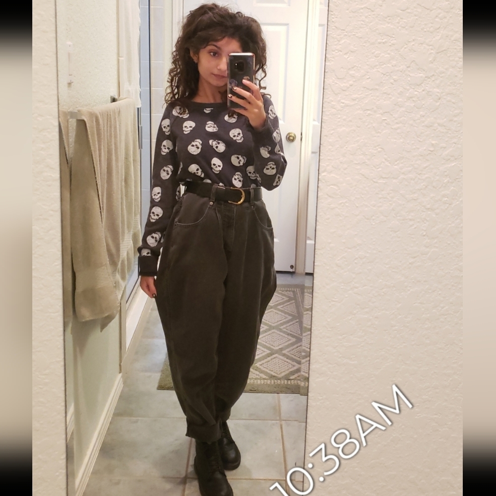 Vintage Brittania Gray Black Denim High Rise Baggy Tapered Leg "Mom" Jeans